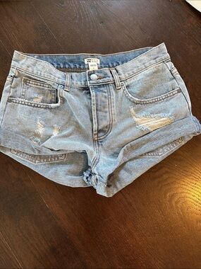 Billabong Faded Light Blue Distressed Denim Cutoff Shorts